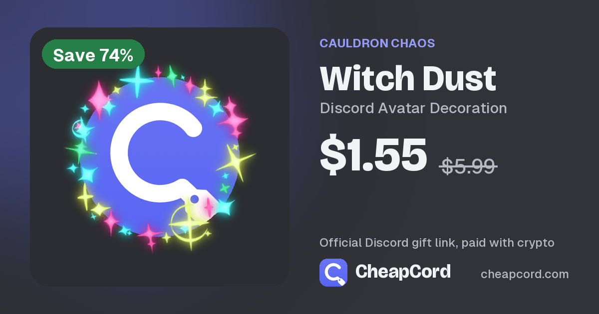 Discord Witch Dust Avatar Decoration: $1.54, 74% off | CheapCord